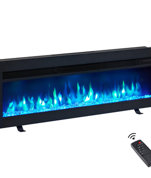 36.22-in W Black Free Standing Fan-forced Wall-mount Electric Fireplace