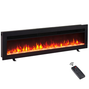 50-in W Black Free Standing Fan-forced Wall-mount Electric Fireplace