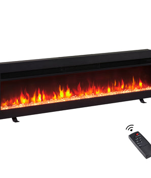 50-in W Black Free Standing Fan-forced Wall-mount Electric Fireplace