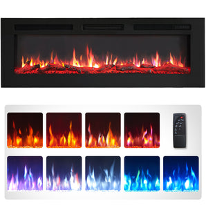 50-in W Black Fan-forced Wall-mount Electric Fireplace