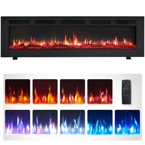 60.05-in W Black Fan-forced Wall-mount Electric Fireplace