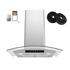 30 in. Convertible Wall Mounted Range Hood in Stainless Steel with Voice Control