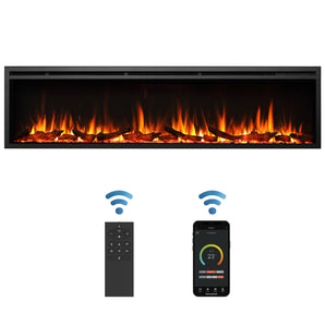 72-in W Black Fan-forced Wall-mount Electric Fireplace