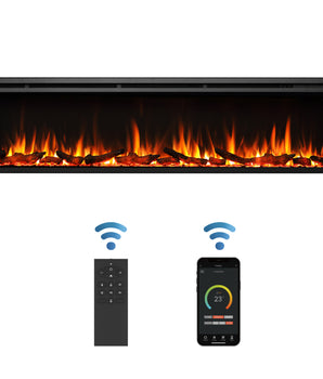 72-in W Black Fan-forced Wall-mount Electric Fireplace