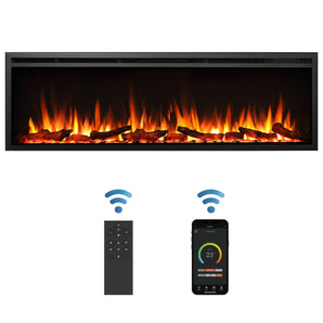 60-in W Black Fan-forced Wall-mount Electric Fireplace