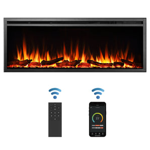 50-in W Black Fan-forced Wall-mount Electric Fireplace