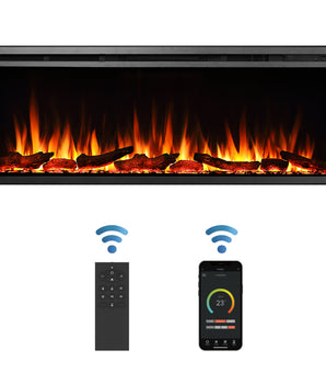 50-in W Black Fan-forced Wall-mount Electric Fireplace