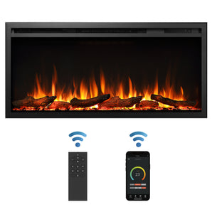 60.05-in W Black Free Standing Fan-forced Wall-mount Electric Fireplace