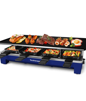 200 sq.-in Blue Stainless Steel Smokless Indoor Grill with Removable Plates