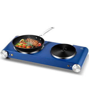 Double Cast Iron Burner 7.4-in and 6.1-in Stainless Steel Hot Plate