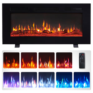 36.33-in W Black Fan-forced Wall-mount Electric Fireplace