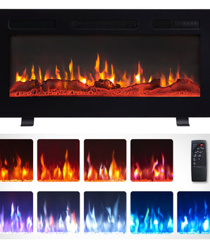 36.33-in W Black Fan-forced Wall-mount Electric Fireplace