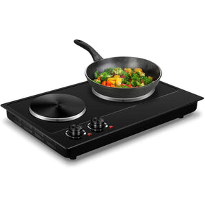 Double Die-Cast Burner 7.4-in and 6.1-in Black Hot Plate