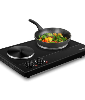 Double Die-Cast Burner 7.4-in and 6.1-in Black Hot Plate