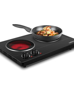 Double Infrared Burner 7.1-in Black-Marble Countertop Hot Plate