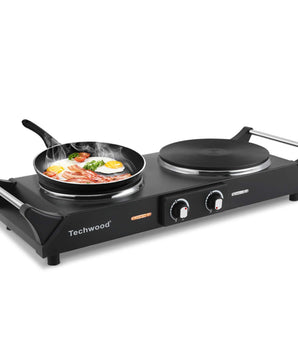 Portable 2-Burner 7.4-in Black Electric Stove 1800-Watt Hot Plate