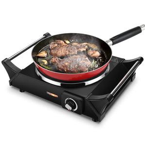 Portable Single Burner 7.6-in Black Electric Stove 1500-Watt Hot Plate