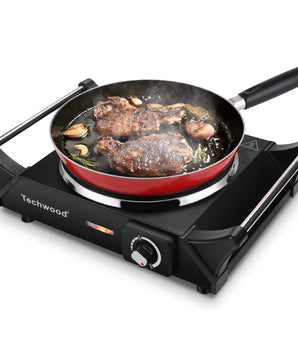 Portable Single Burner 7.6-in Black Electric Stove 1500-Watt Hot Plate