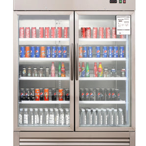 49-cu ft Commercial Refrigerator 2 Glass Door Reach-in