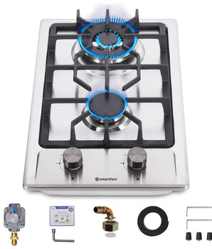 12 in. 2 Burners Recessed Gas Cooktop in Stainless Steel with 2 Power Burners