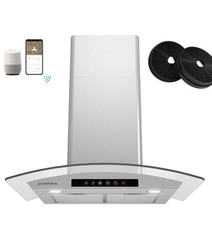 30 in. Convertible Wall Mounted Range Hood in Stainless Steel with Voice Control